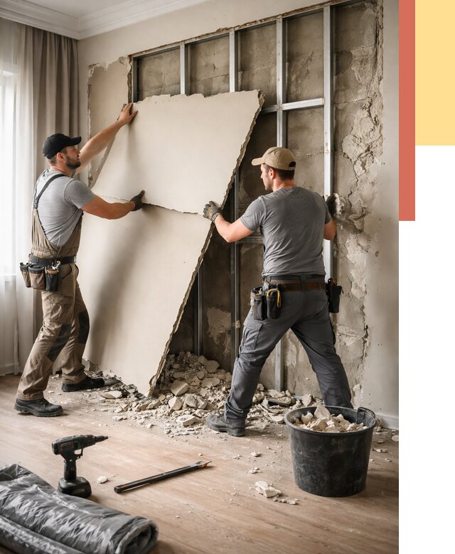 Демонтаж гипсокартона со стен в Малгобеке от 361 руб. — услуги демонтажа | ОТДЕЛОЧНИК-Млг