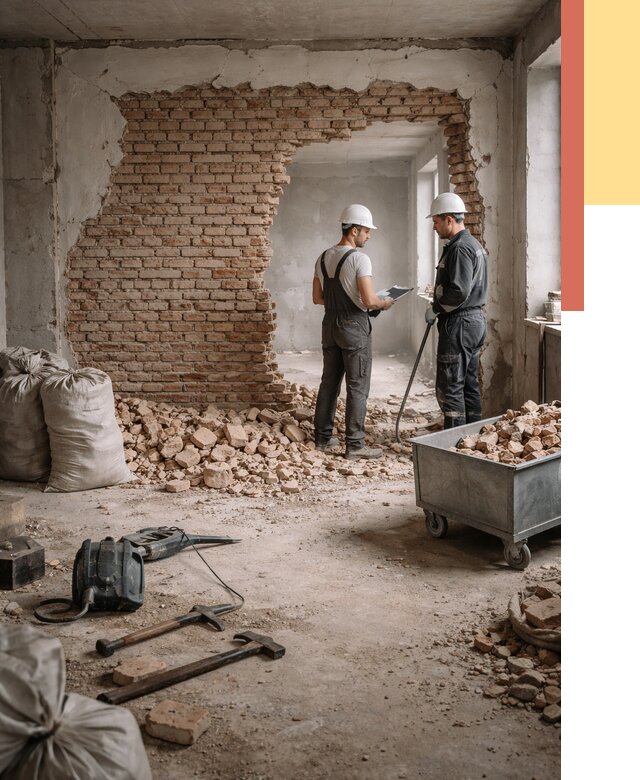 Демонтаж кирпичных стен в Малгобеке от 4334 руб. — быстро, недорого, под ключ | ОТДЕЛОЧНИК-Млг