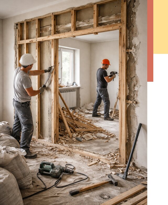 Демонтаж деревянных перегородок в Малгобеке от 3302 руб. — быстро и недорого | ОТДЕЛОЧНИК-Млг