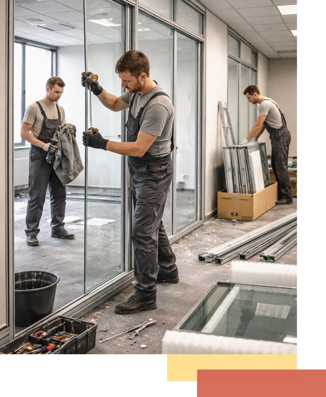 Демонтаж стеклянных перегородок в Малгобеке быстро и безопасно