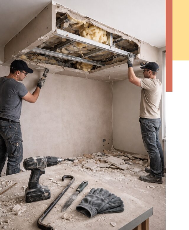 Демонтаж короба из гипсокартона в Малгобеке от 1568 руб. — быстро и недорого | ОТДЕЛОЧНИК-Млг