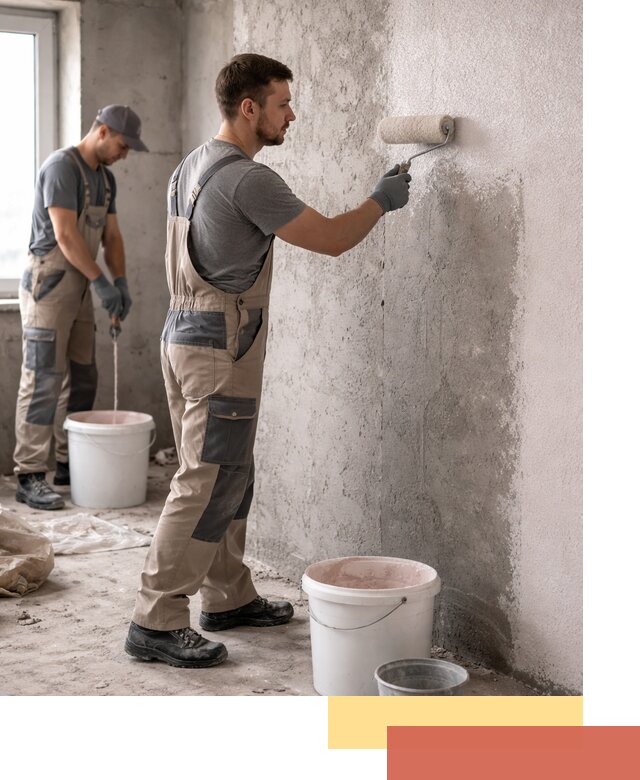 Нанесение бетоноконтакта на стены в Малгобеке для последующей отделки