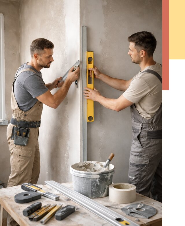 Выведение углов стен в Малгобеке от 1909 руб. быстро и недорого | ОТДЕЛОЧНИК-Млг