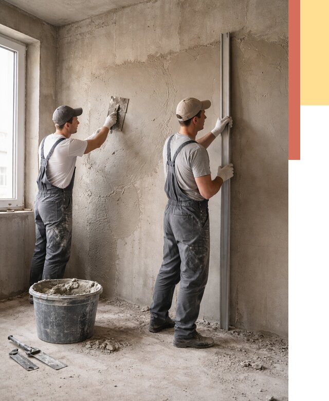 Штукатурка бетонных стен в Малгобеке от 4643 руб/м² — качественно и быстро | ОТДЕЛОЧНИК-Млг