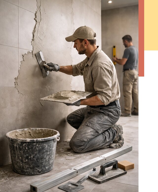 Штукатурка стен в ванной в Малгобеке от 4643 руб./м² — выравнивание под ключ | ОТДЕЛОЧНИК-Млг