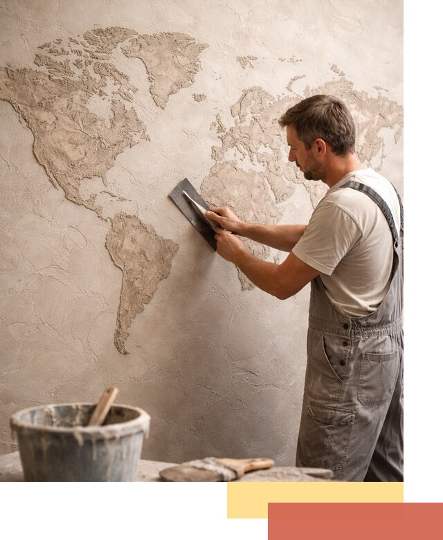 Декоративная штукатурка «Карта мира» под ключ в Малгобеке