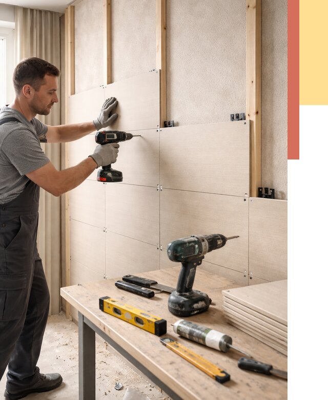 Монтаж МДФ панелей на стены в Малгобеке от 1290 руб. под ключ | ОТДЕЛОЧНИК-Млг