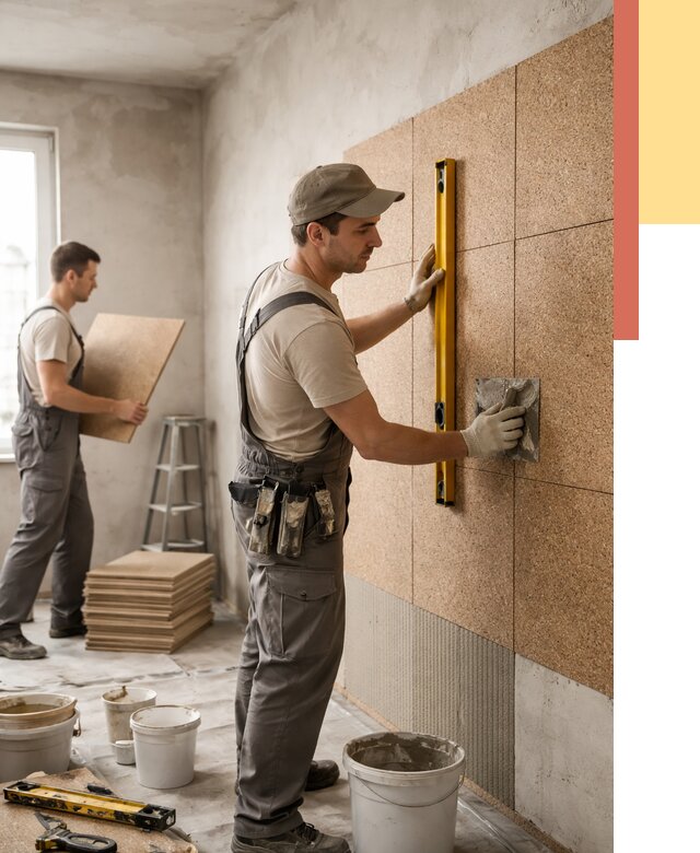 Монтаж пробковых панелей на стены в Малгобеке от 3611 руб. — ОТДЕЛОЧНИК-Млг