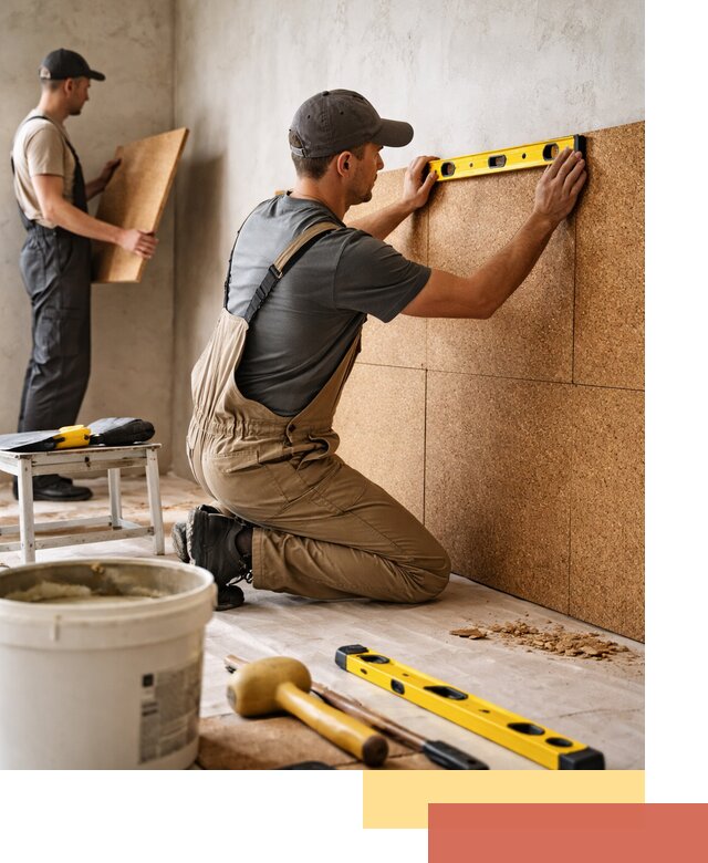 Монтаж пробковых панелей на стены в Малгобеке быстро и качественно