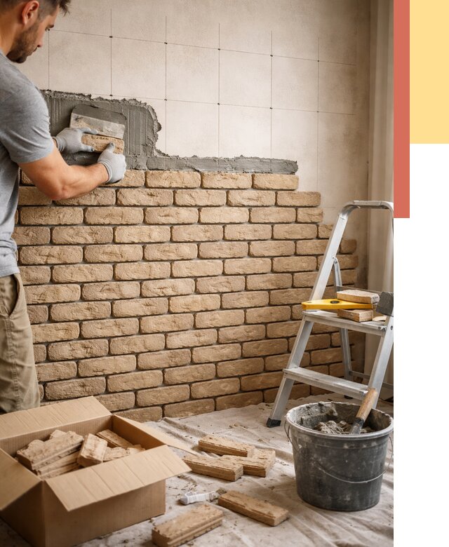 Монтаж декоративного кирпича в Малгобеке от 3302 руб./м² — быстро и недорого | ОТДЕЛОЧНИК-Млг