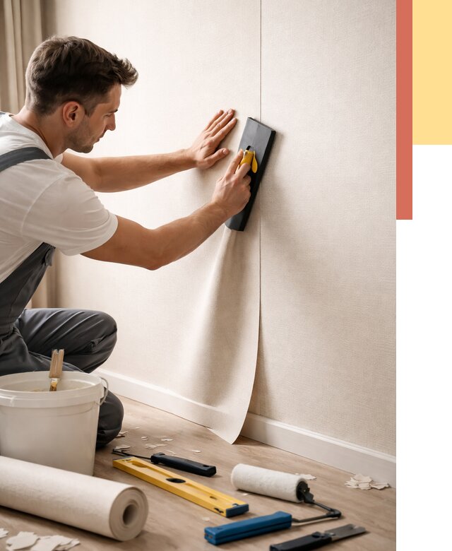 Поклейка виниловых обоев в Малгобеке от 4643 руб. | Быстро и недорого — ОТДЕЛОЧНИК-Млг