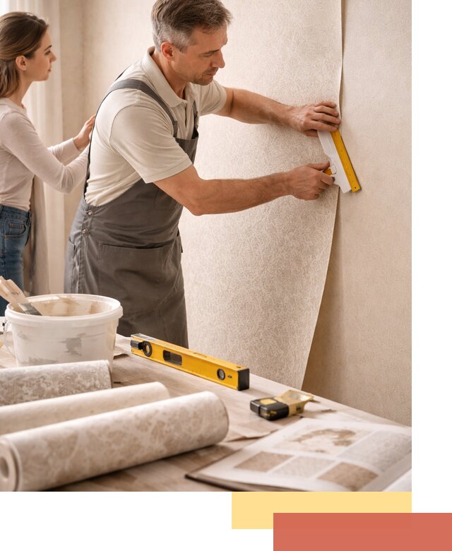 Поклейка обоев с подбором рисунка в Малгобеке