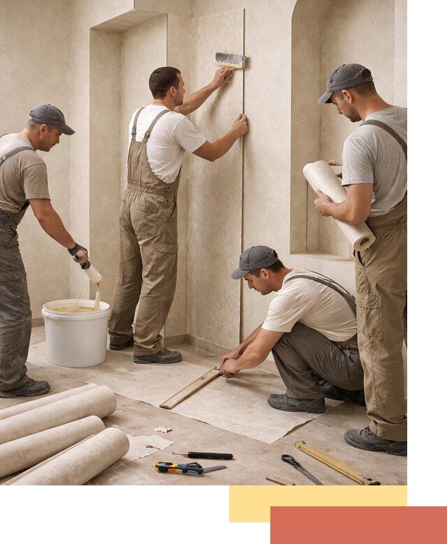 Поклейка обоев на сложные стены и неровные поверхности в Малгобеке