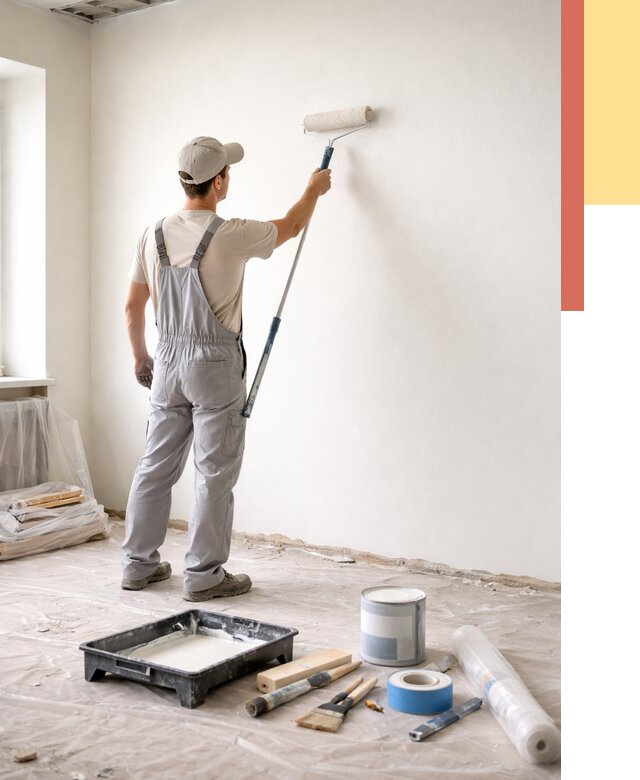 Покраска стен водоэмульсионной краской в Малгобеке от 464 руб. за м² | ОТДЕЛОЧНИК-Млг