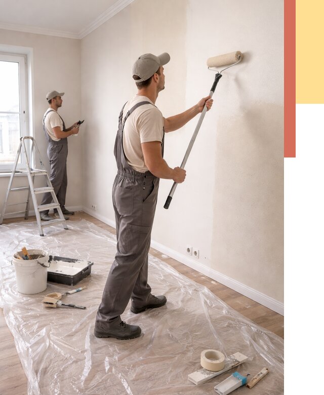 Покраска стен акриловой краской в Малгобеке от 3611 руб./м² — быстро и недорого | ОТДЕЛОЧНИК-Млг