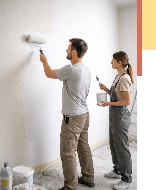 Окраска стен по стеклохолсту в Малгобеке от 4643 руб/м² под ключ | ОТДЕЛОЧНИК-Млг