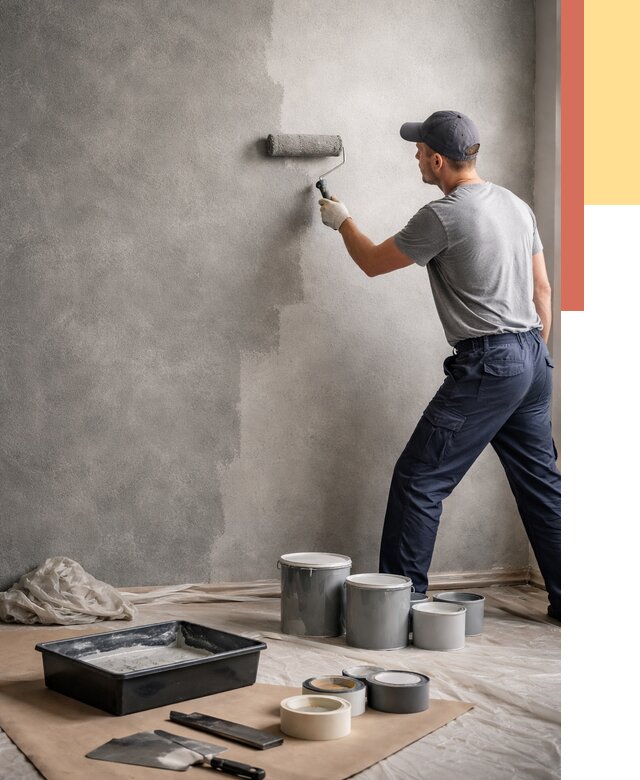 Покраска стен под бетон в Малгобеке от 671 руб. за м2 — быстро и недорого | ОТДЕЛОЧНИК-Млг