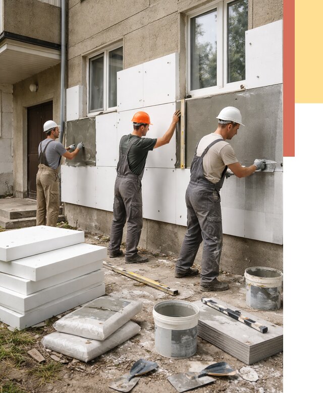 Утепление стен пенопластом в Малгобеке от 1806 руб. — недорого и под ключ | ОТДЕЛОЧНИК-Млг