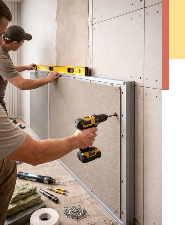 Шумоизоляция стен панелями ЗИПС в Малгобеке от 2270 руб./м² под ключ | ОТДЕЛОЧНИК-Млг