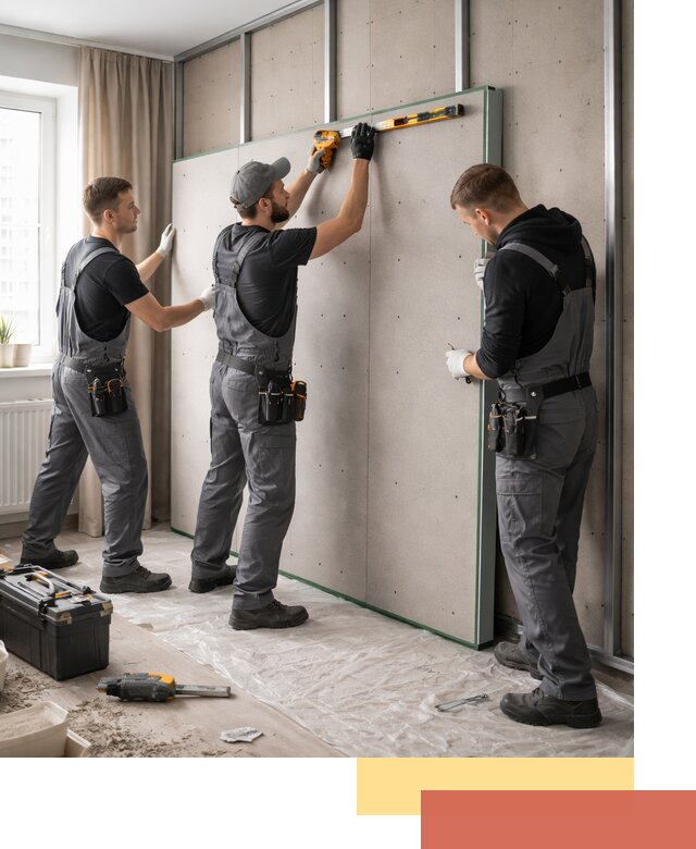 Шумоизоляция стен панелями ЗИПС в Малгобеке для жилых и коммерческих помещений