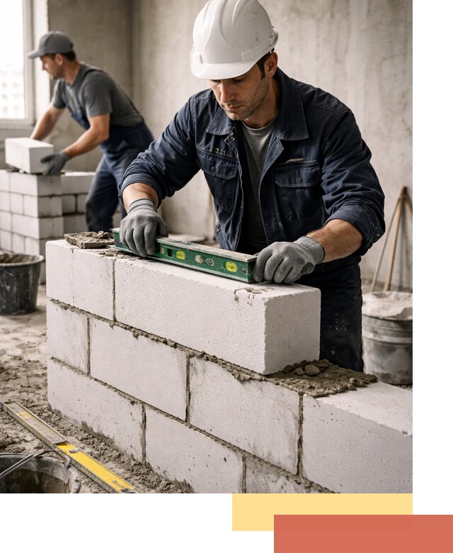 Кладка перегородок из пеноблока под ключ в Малгобеке