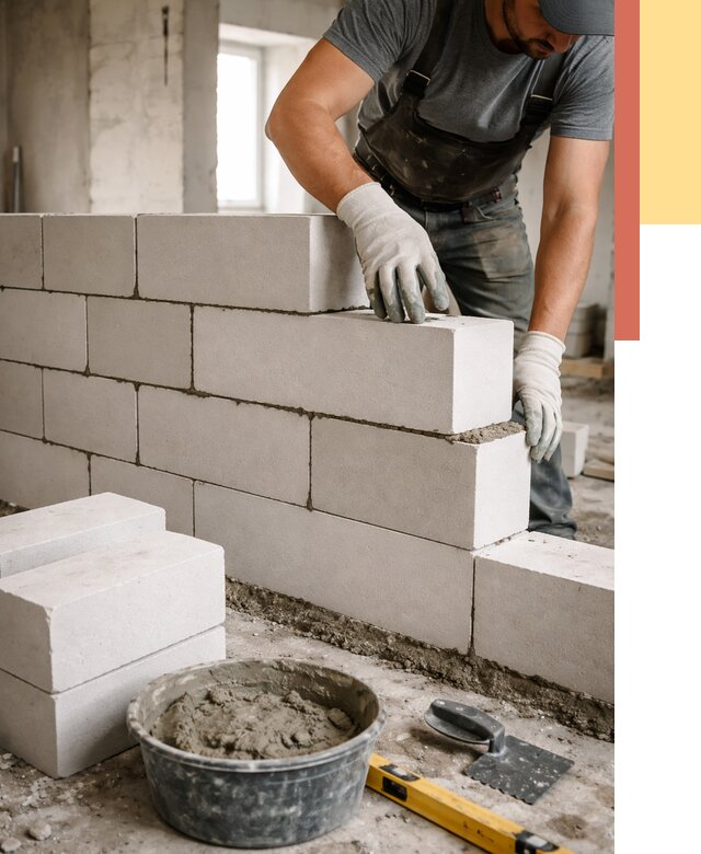 Кладка перегородок из силикатного блока в Малгобеке от 4127 руб. под ключ | ОТДЕЛОЧНИК-Млг