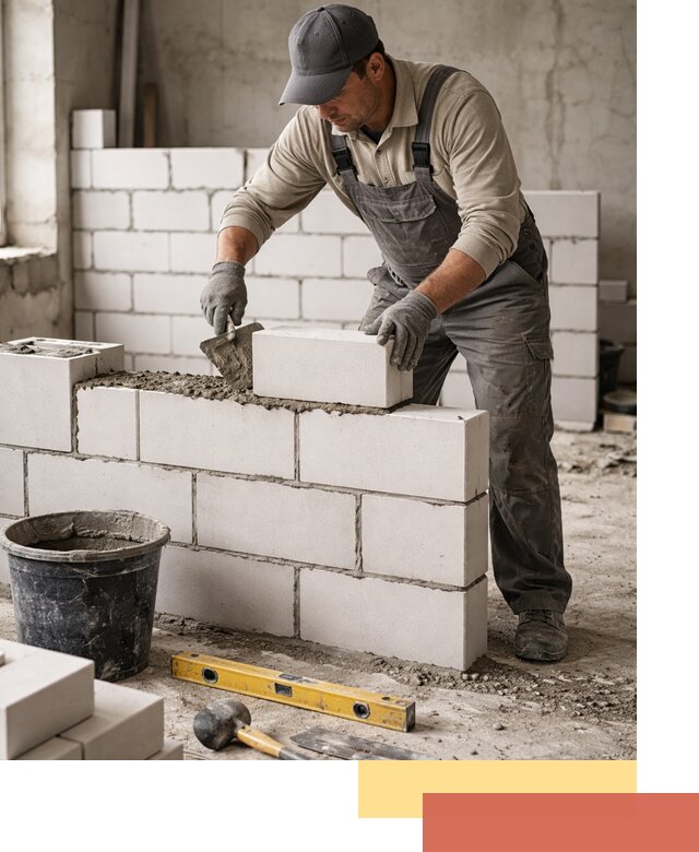 Кладка перегородок из силикатного блока в Малгобеке