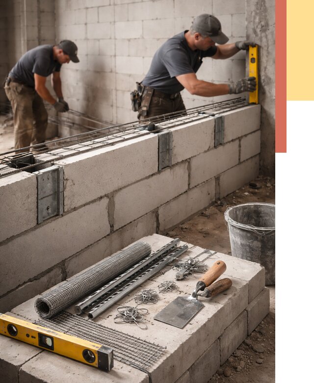 Армирование кладки перегородок в Малгобеке от 774 руб. под ключ | ОТДЕЛОЧНИК-Млг