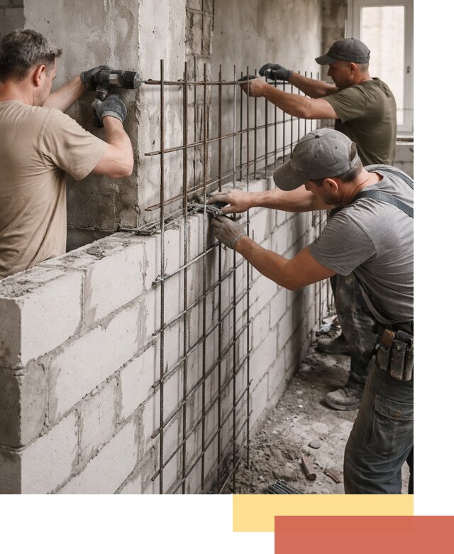 Армирование кладки перегородок в Малгобеке профессионально и надёжно