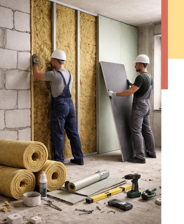 Шумоизоляция перегородок из блоков в Малгобеке от 1909 руб./м² — быстро и недорого | ОТДЕЛОЧНИК-Млг