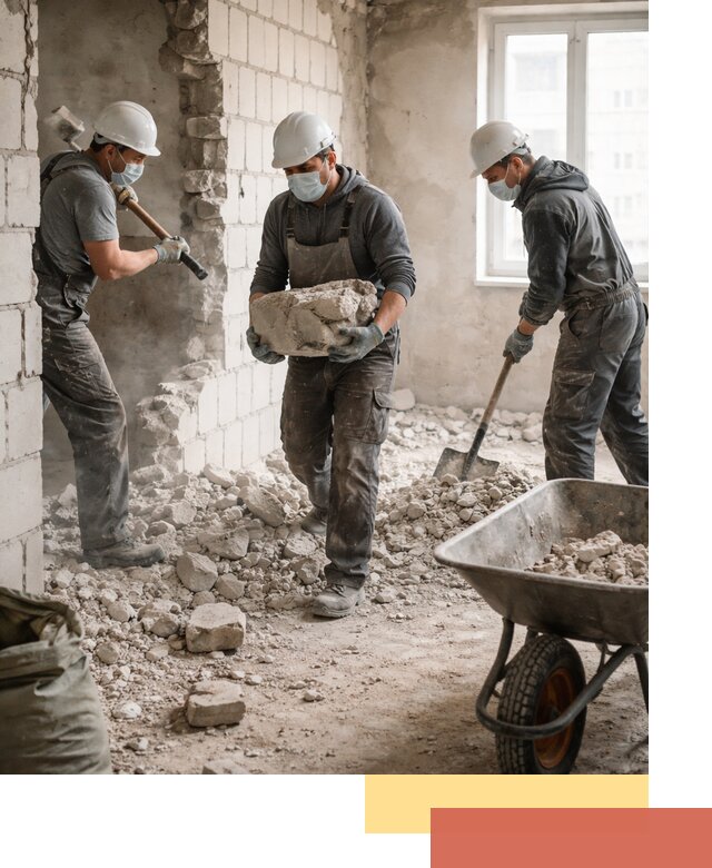 Демонтаж блочных перегородок в Малгобеке быстро и аккуратно