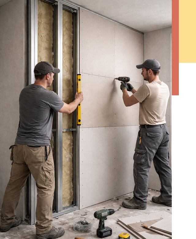 Монтаж двухслойной перегородки из гипсокартона в Малгобеке от 1496 руб. | ОТДЕЛОЧНИК-Млг