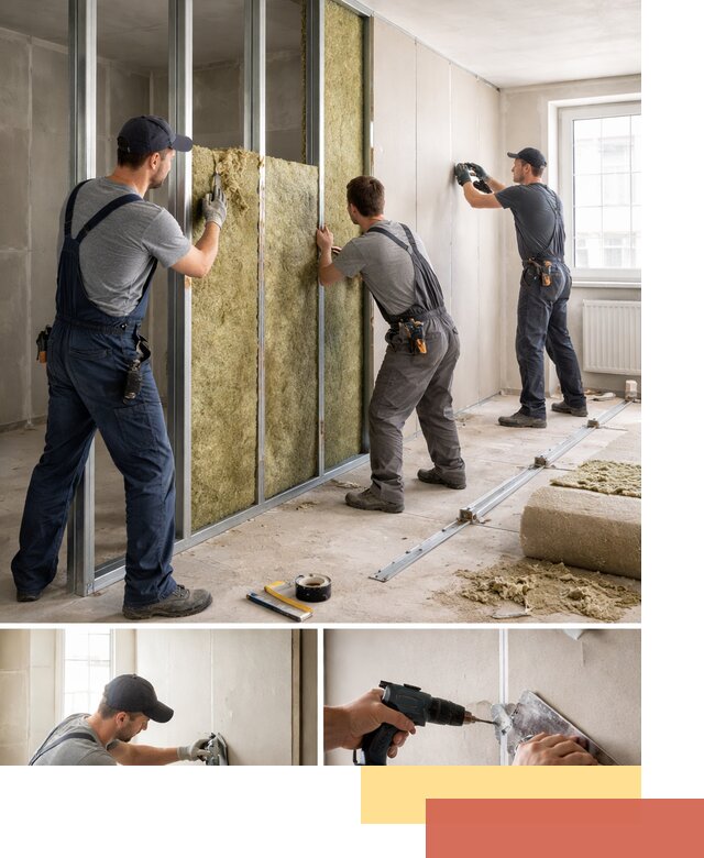 Перегородка из гипсокартона с шумоизоляцией в Малгобеке — монтаж под ключ