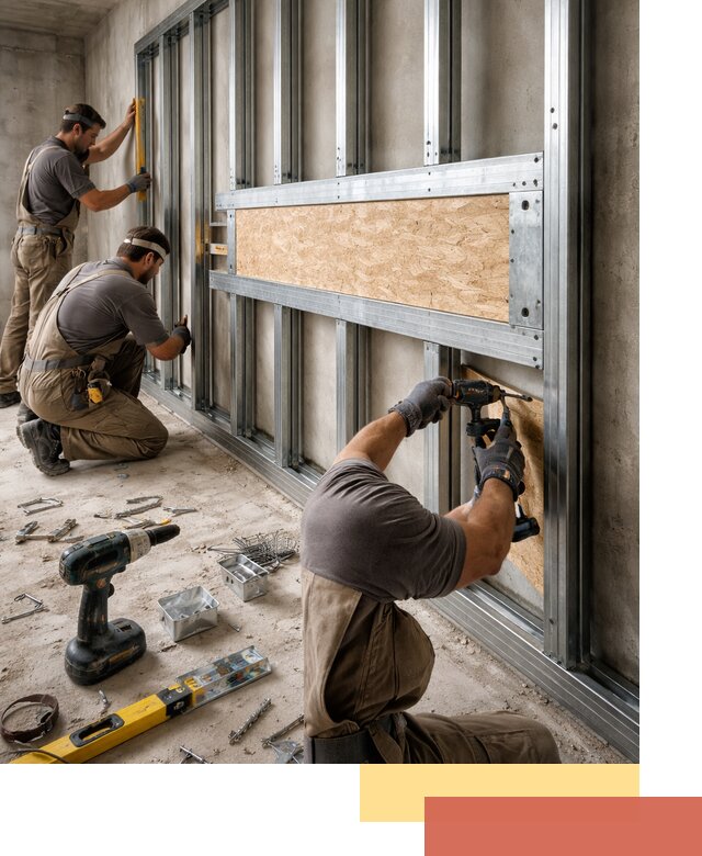 Усиленная перегородка для крепления тяжёлых конструкций в Малгобеке