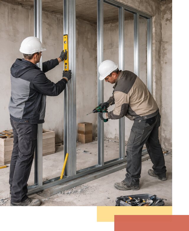 Монтаж каркаса перегородки из профиля в Малгобеке