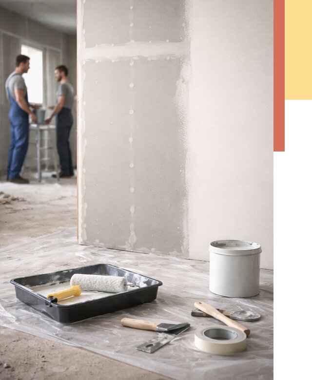 Покраска перегородок из гипсокартона в Малгобеке от 4643 руб. под ключ | ОТДЕЛОЧНИК-Млг