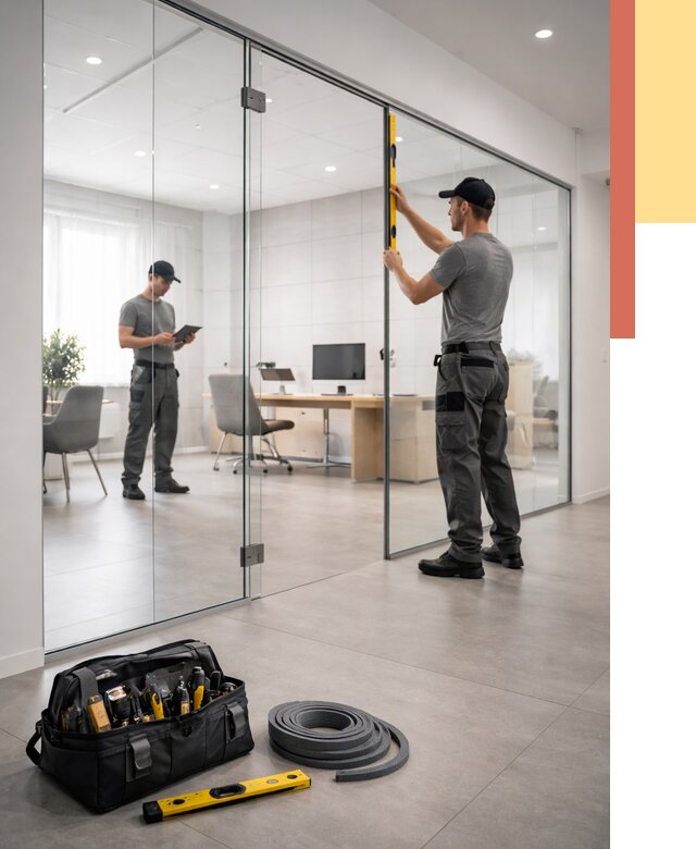 Цельностеклянные перегородки под ключ в Малгобеке от 9802 руб. — монтаж и цены | ОТДЕЛОЧНИК-Млг