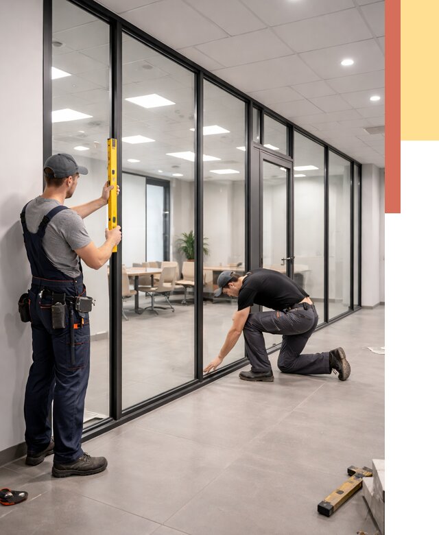 Каркасные стеклянные перегородки в Малгобеке под ключ от 9493 руб. | ОТДЕЛОЧНИК-Млг