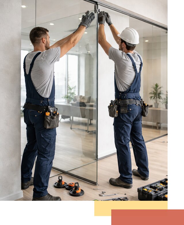 Безрамные стеклянные перегородки под ключ в Малгобеке