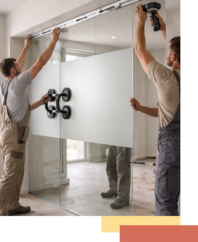 Матовые стеклянные перегородки под ключ в Малгобеке