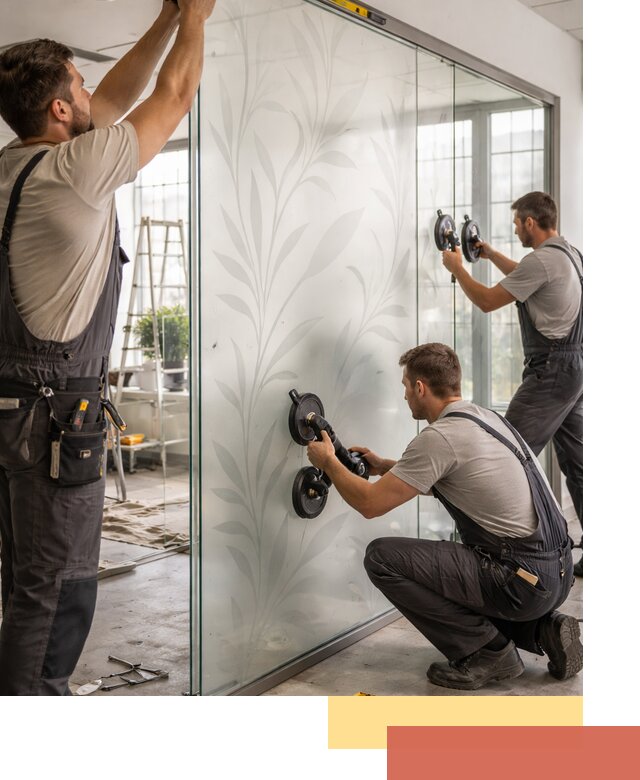 Стеклянные перегородки с рисунком на заказ в Малгобеке