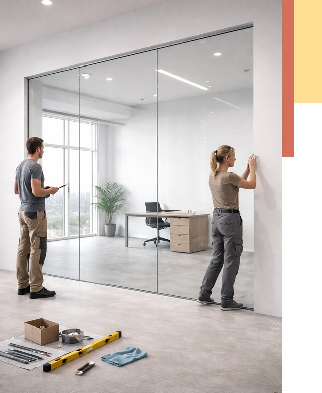 Перегородки из закаленного стекла в Малгобеке от 9802 руб. под ключ | ОТДЕЛОЧНИК-Млг