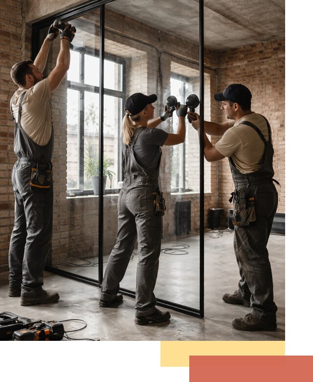 Стеклянные перегородки лофт — изготовление и монтаж в Малгобеке