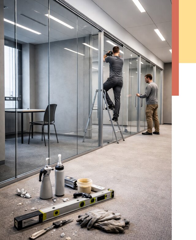 Стеклянные офисные перегородки в Малгобеке от 8770 руб. — монтаж и установка | ОТДЕЛОЧНИК-Млг