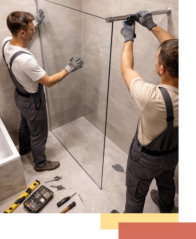 Стеклянные перегородки для душа в Малгобеке — изготовление и монтаж