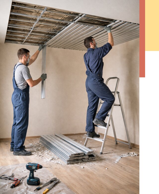 Демонтаж реечного потолка в Малгобеке от 4643 руб. быстро и недорого | ОТДЕЛОЧНИК-Млг