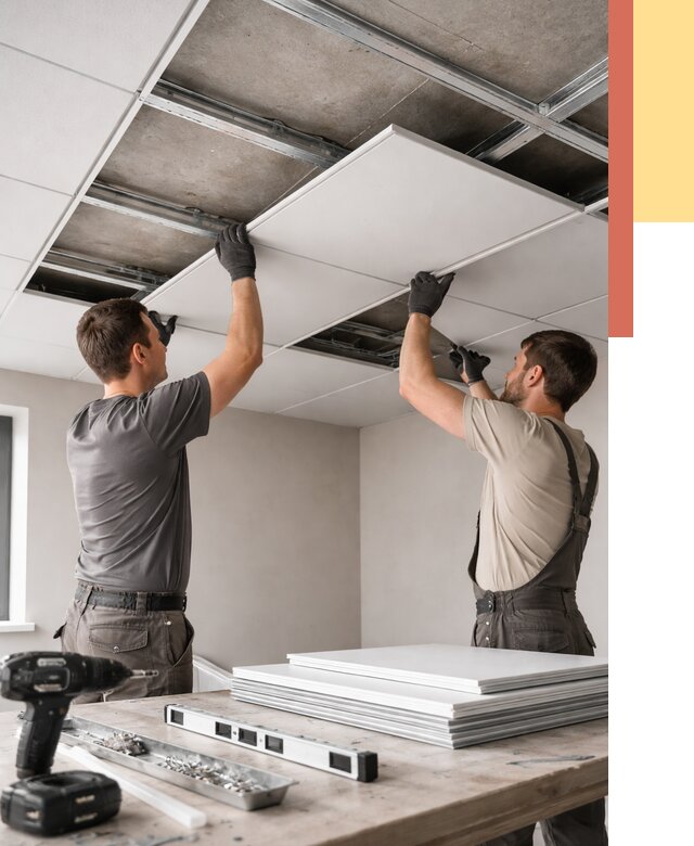 Монтаж кассетного потолка в Малгобеке от 4643 руб/м2 — установка и сборка | ОТДЕЛОЧНИК-Млг