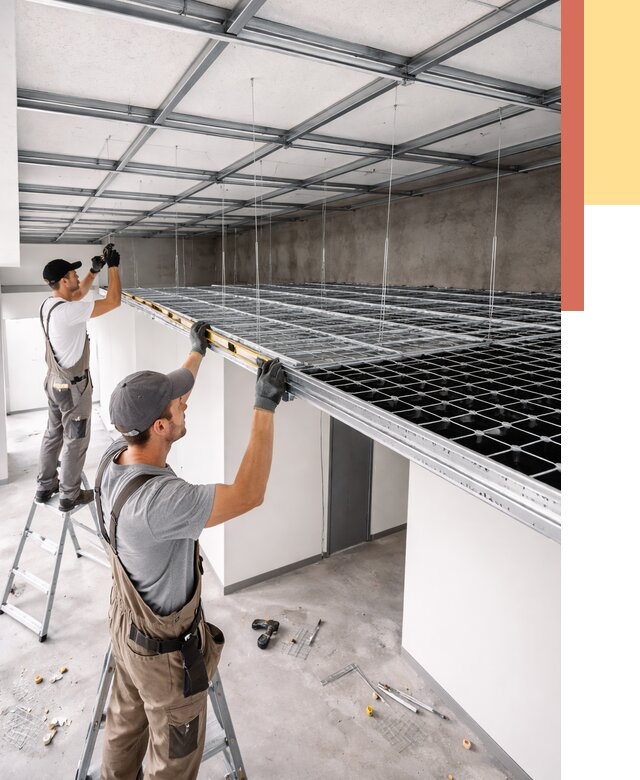 Монтаж потолка грильято в Малгобеке от 464 руб./м² — быстрая сборка под ключ | ОТДЕЛОЧНИК-Млг