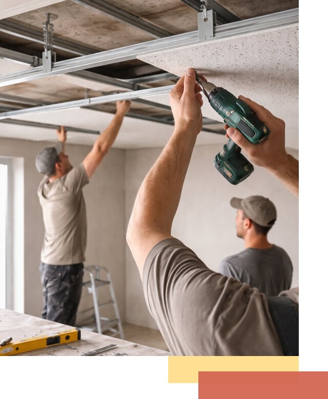 Монтаж акустического потолка в Малгобеке под ключ