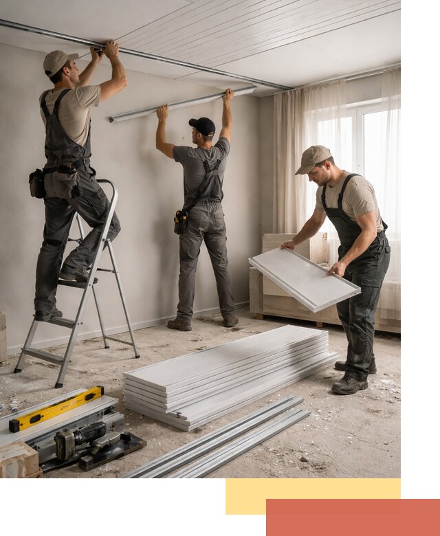 Монтаж потолка из ПВХ панелей в Малгобеке оперативно и качественно